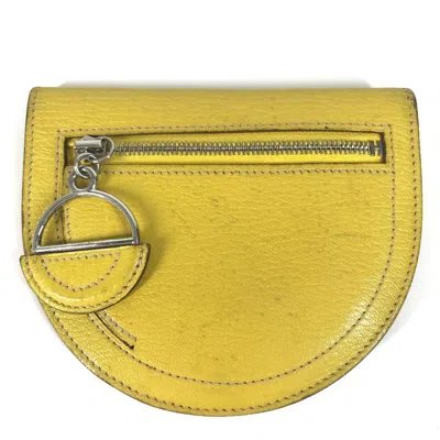 Pre-owned Hermes Yellow Leather Coin Purse/coin Case ()