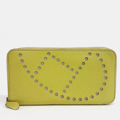 Pre-owned Hermes Yellow Leather Long Wallet