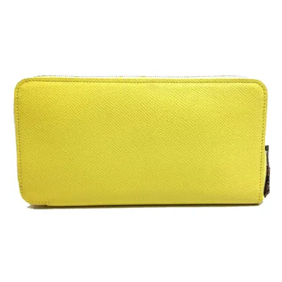Pre-owned Hermes Yellow Leather Long Wallet (bi-fold) ()