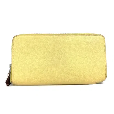 Pre-owned Hermes Yellow Leather Long Wallet (bi-fold) ()