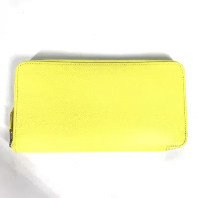 Pre-owned Hermes Yellow Leather Long Wallet (bi-fold) ()