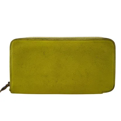 Pre-owned Hermes Yellow Leather Long Wallet (bi-fold) ()