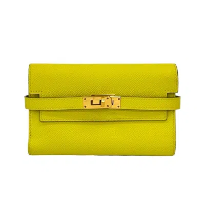 Pre-owned Hermes Yellow Leather Wallet (bi-fold) ()