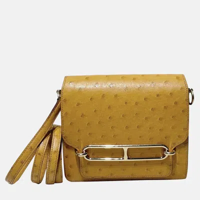 Pre-owned Hermes Yellow Ostrich Leather Roulis Shoulder Bag