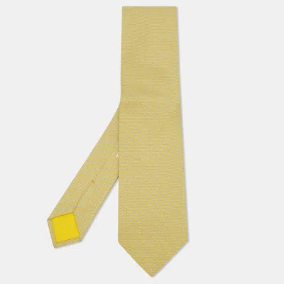 Pre-owned Hermes Hermès Yellow Patterned Silk Tie