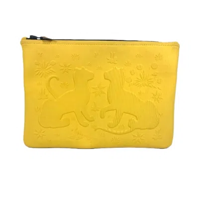 Pre-owned Hermes Yellow Polyamide Clutch Bag Pouch ()