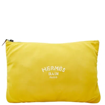 Pre-owned Hermes Yellow Polyamide Clutch Bag Pouch ()
