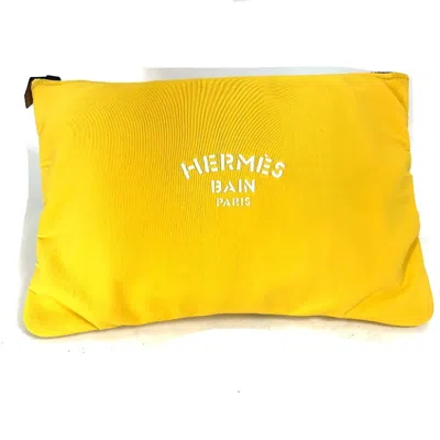 Pre-owned Hermes Yellow Polyamide Clutch Bag ()