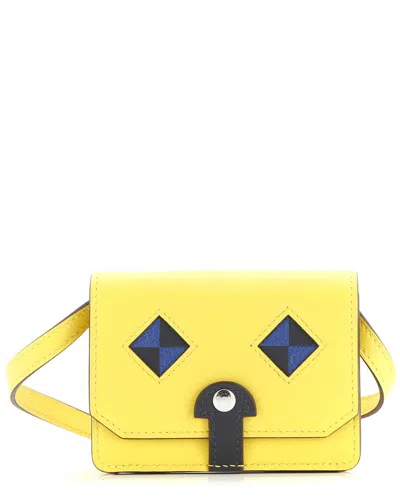 Pre-owned Hermes Hermès Yellow Sheep Leather Chien Card Holder (authentic Pre-loved)