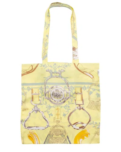 Pre-owned Hermes Hermès Yellow Silk Etriers So Tote Bag (authentic Pre-loved)