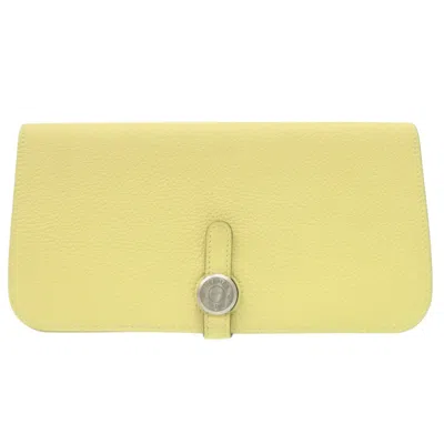 Pre-owned Hermes Yellow Togo Leather Long Wallet (bi-fold) ()