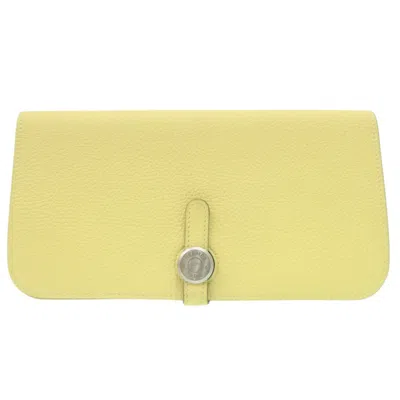 Pre-owned Hermes Yellow Togo Leather Long Wallet (bi-fold) ()