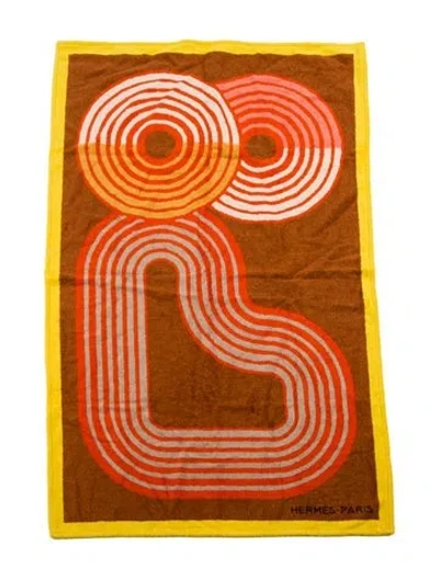 Pre-owned Hermes Zen Au Soleil Beach Towel In Orange