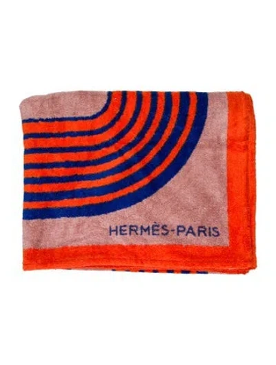 Pre-owned Hermes Zen Au Soleil Beach Towel In Orange