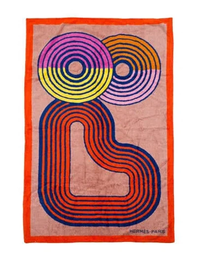 Pre-owned Hermes Zen Au Soleil Beach Towel In Orange