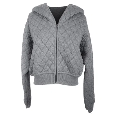 Pre-owned Hermes Zip Cardigan Quilted Hoodie Jacket Grey 40 / 6 In Gray