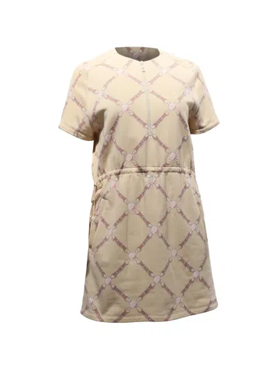 Pre-owned Hermes Zipped Printed Mini Dress In Neutral