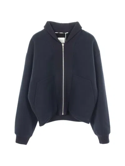 Pre-owned Hermes Zip-up Knit Hoodie In Blue