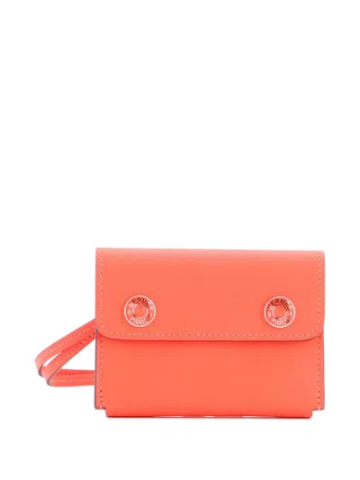 Pre-owned Hermes Nap Swift Card Holder In Orange