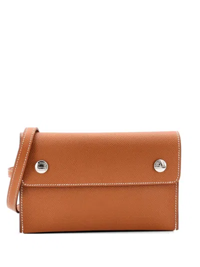 Pre-owned Hermes Nap Wallet Bag Epsom Crossbody Bag In Brown