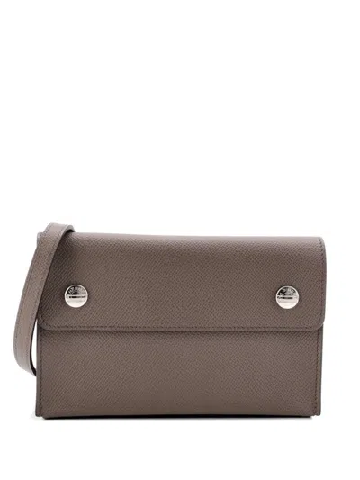 Pre-owned Hermes Nap Wallet Bag Epsom Crossbody Bag In Gray