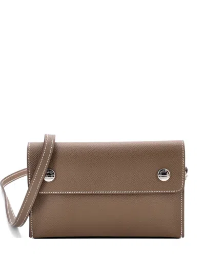 Pre-owned Hermes Nap Wallet Bag Epsom Crossbody Bag In Gray