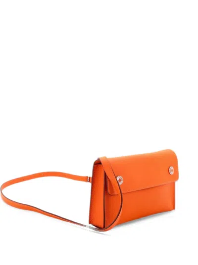 Pre-owned Hermes Nap Wallet Bag Epsom Crossbody Bag In Orange