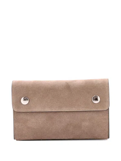 Pre-owned Hermes Nap Wallet Bag Grizzly And Swift Crossbody Bag In Gray