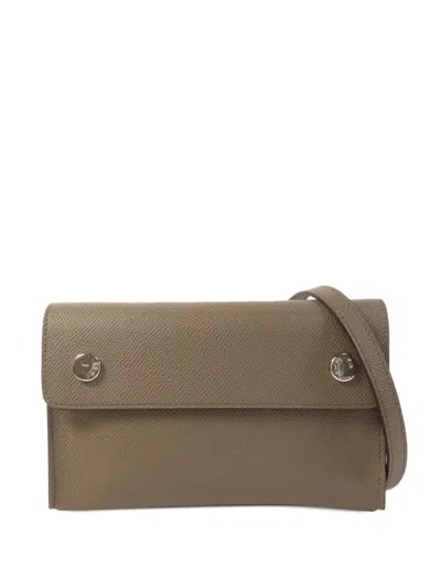 Pre-owned Hermes Hermèsnap Wallet Leather Crossbody Bag In Gray