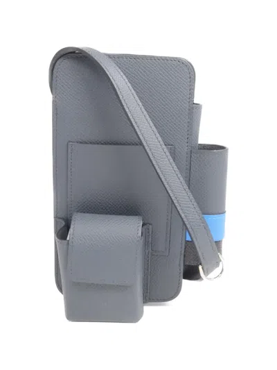 Pre-owned Hermes Way Epsom Phone Case In Blue