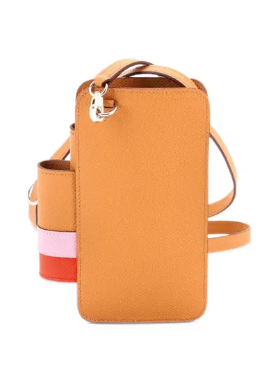 Pre-owned Hermes Way Phone Case Crossbody Bag Epsom Clutch Bag In Brown