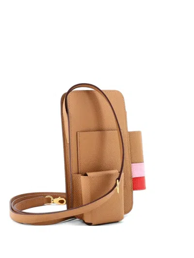 Pre-owned Hermes Way Phone Case Crossbody Bag Epsom Clutch Bag In Neutral
