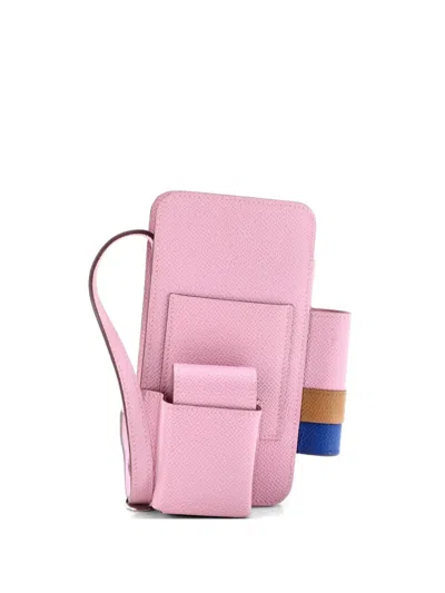 Pre-owned Hermes Way Phone Case Crossbody Bag Epsom Clutch Bag In Pink