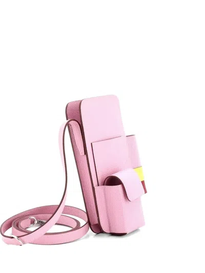 Pre-owned Hermes Way Phone Case Crossbody Bag Epsom Clutch Bag In Pink