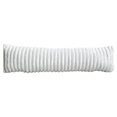 Pre-owned Hermhaus Hand-crafted Striped Faux Fur Pillow By , Mid-century Modern In Gray