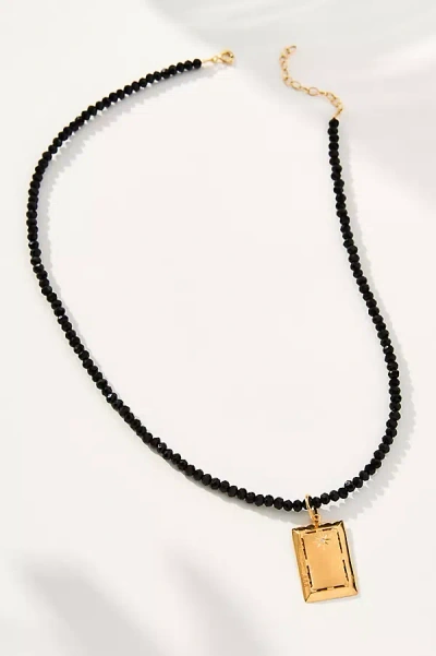 Hermina Athens Angel Rectangular Charm Necklace In Gold