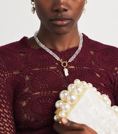 Hermina Athens Beaded Freshwater Pearl Necklace In Gold
