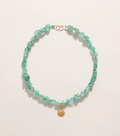 Hermina Athens Beaded Sun Charm Necklace In Green