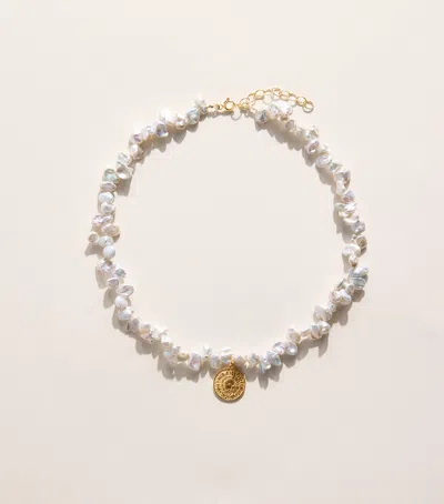 Hermina Athens Freshwater Pearl Shield Pendant Necklace In Gold