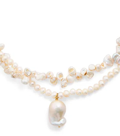 Hermina Athens Freshwater Pearl Twisted Flower Necklace In White