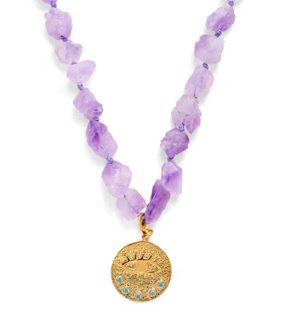 Hermina Athens Gold-plated And Amethyst Kressida Necklace In Purple