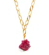 Hermina Athens Gold-plated And Quartz Lithos Necklace In Red