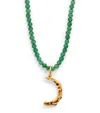 Hermina Athens Gold-plated Silver And Aventurine Méliès Moon Necklace In Green