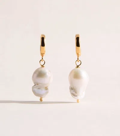 Hermina Athens Gold-plated Freshwater Pearl Hoop Earrings