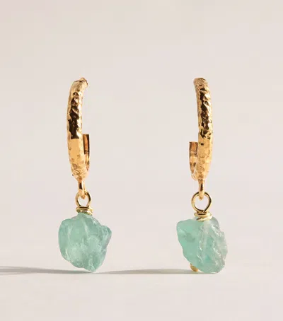 Hermina Athens Gold-plated Turquoise Hoop Earrings