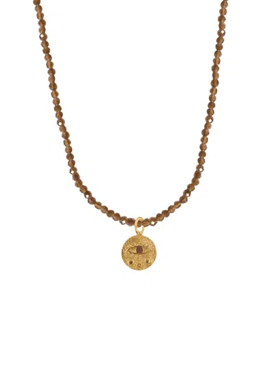 Hermina Athens Kressida Mini Charm Moca Necklace In Brown