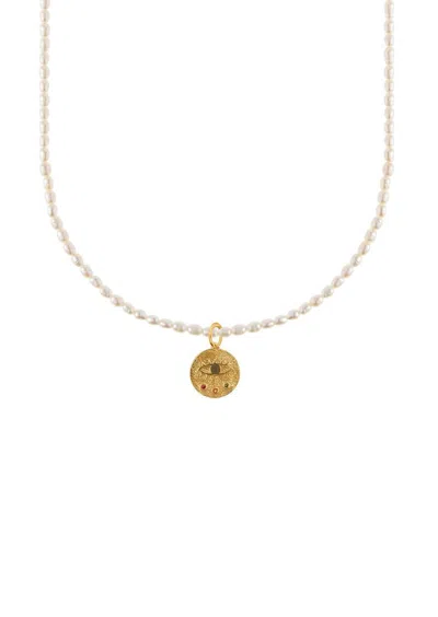Hermina Athens Oval Pearl Necklace Kressida Mini Charm Accessories In Pearl Gold