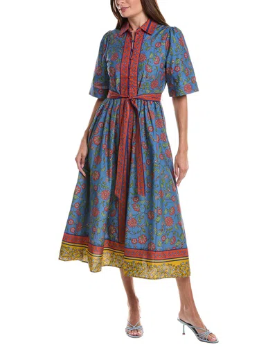 Hermoza Alexandra Belted Midi Dress In Blue