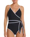 Hermoza Amelia V-neck Wrap One-piece Swimsuit In Black