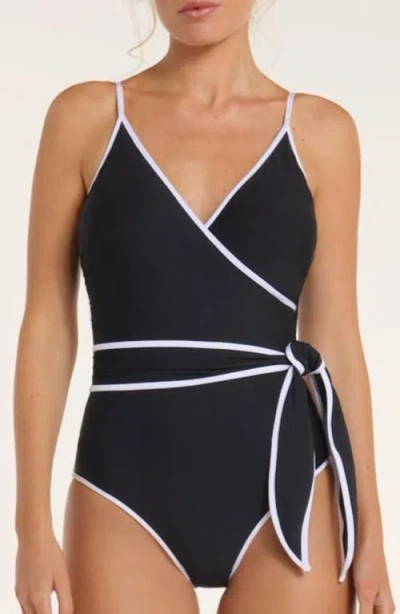 HERMOZA HERMOZA AMELIA V-NECK WRAP ONE-PIECE SWIMSUIT